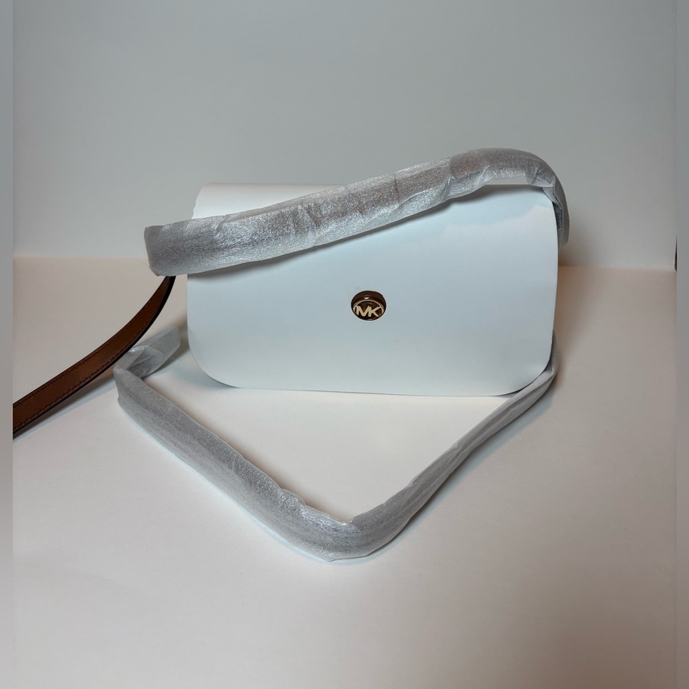 Michael Kors Brown and Dark Brown MK Logo Crossbody Bag NWT - Picture 2 of 8